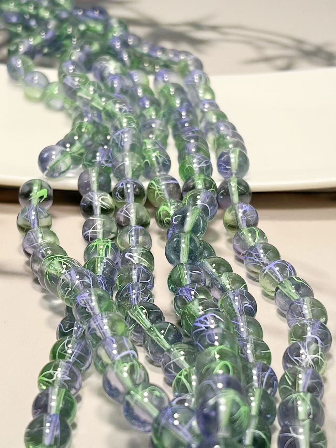 翡翠風 ガラスビーズ 1連 (10㎜)