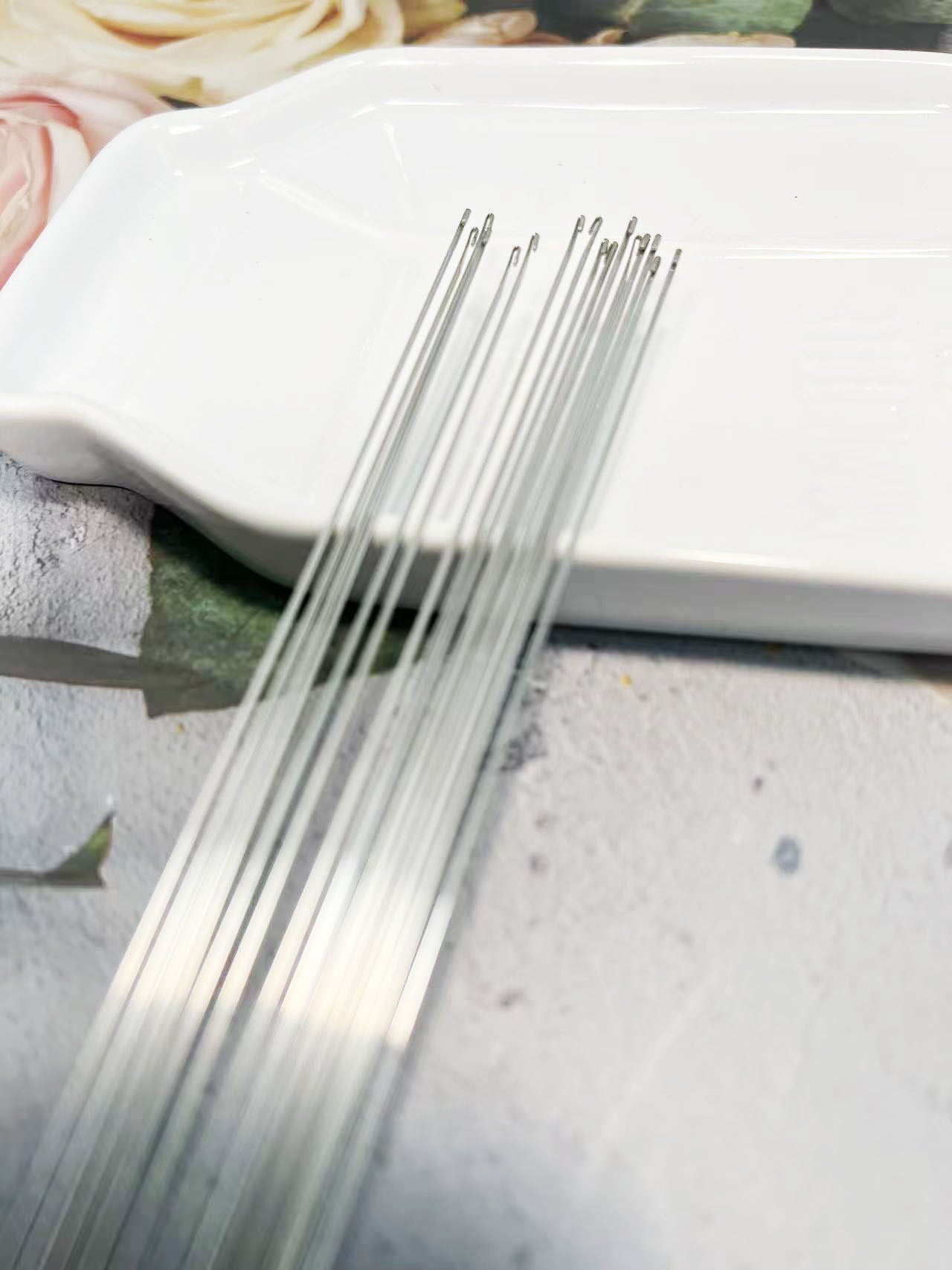 0.8mmサイドフック式ビーズ通し針 かぎ針付き(5本)