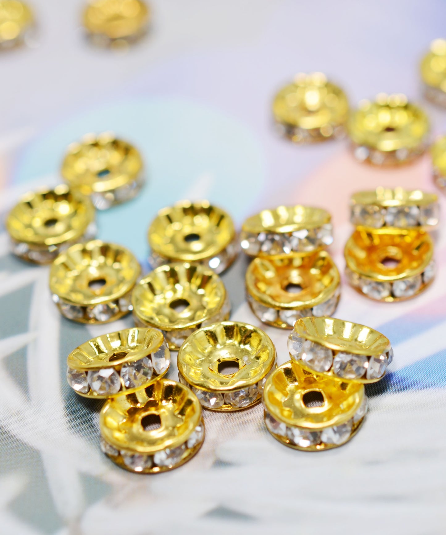 10㎜ ラインストーンスペーサー(ゴールド)