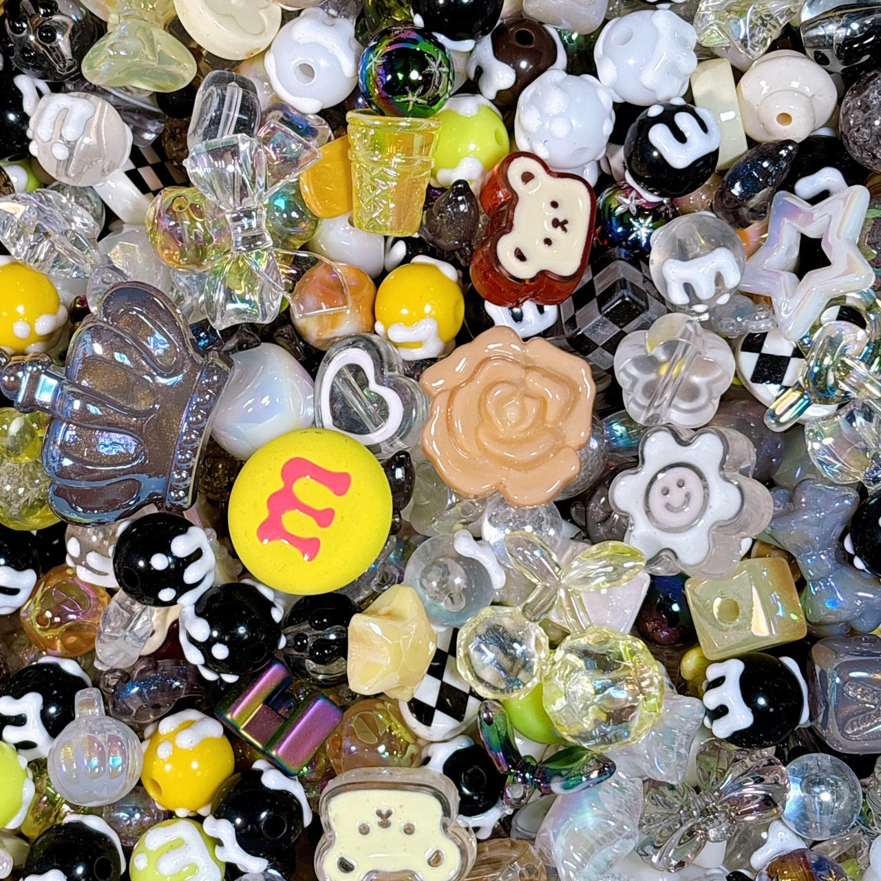 【特価】アクリルビーズMIX🖤ベーシックカラー🖤