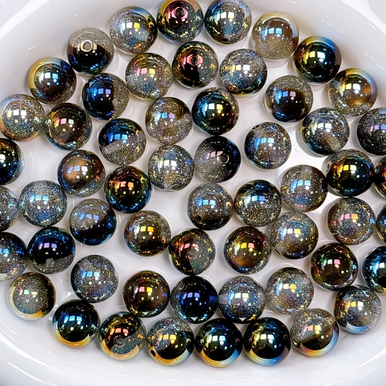 星空デュエットシリーズ No.1ギャラクシーブラック 光学ビーズ 16㎜