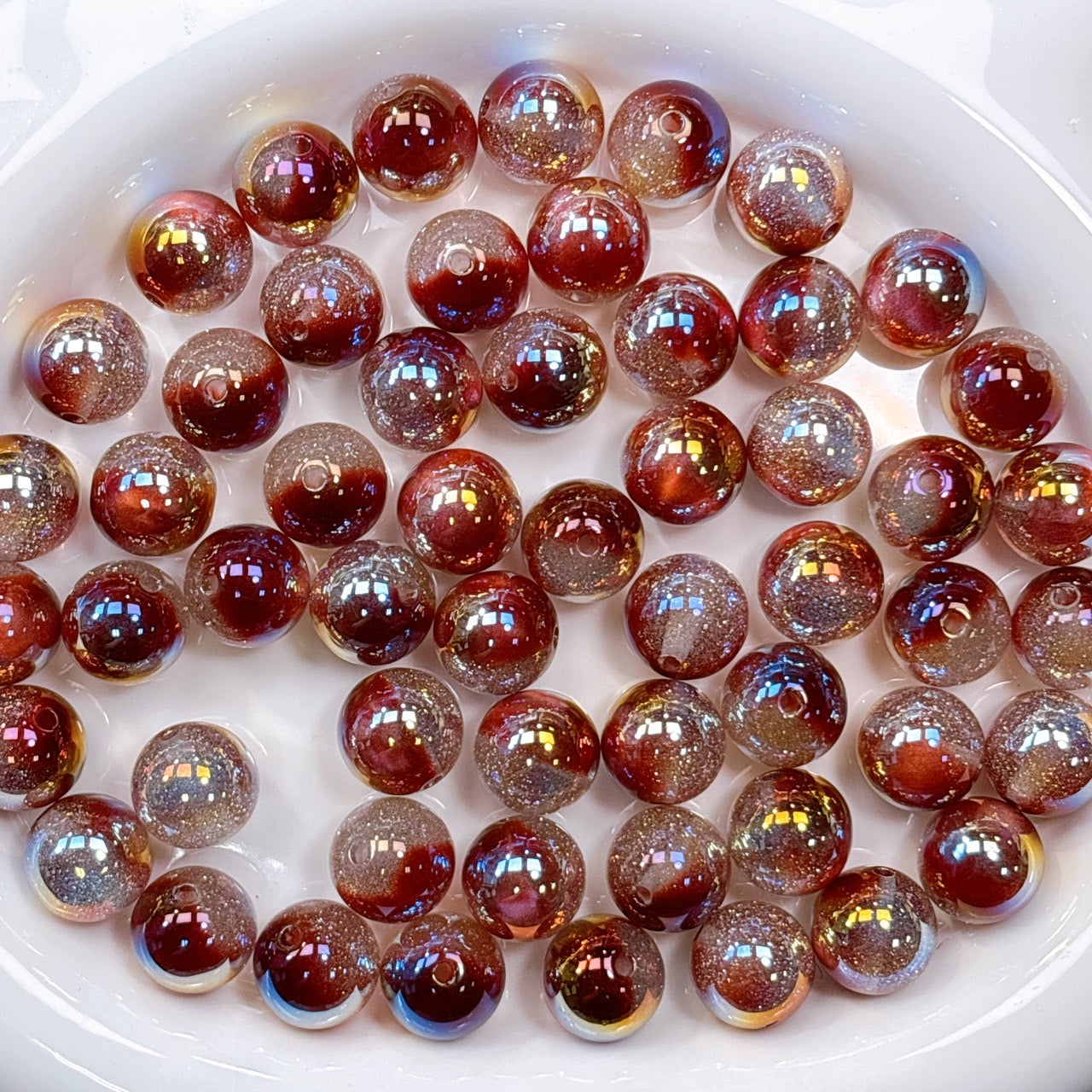 星空デュエットシリーズ No.5ワインレッド 光学ビーズ 16㎜