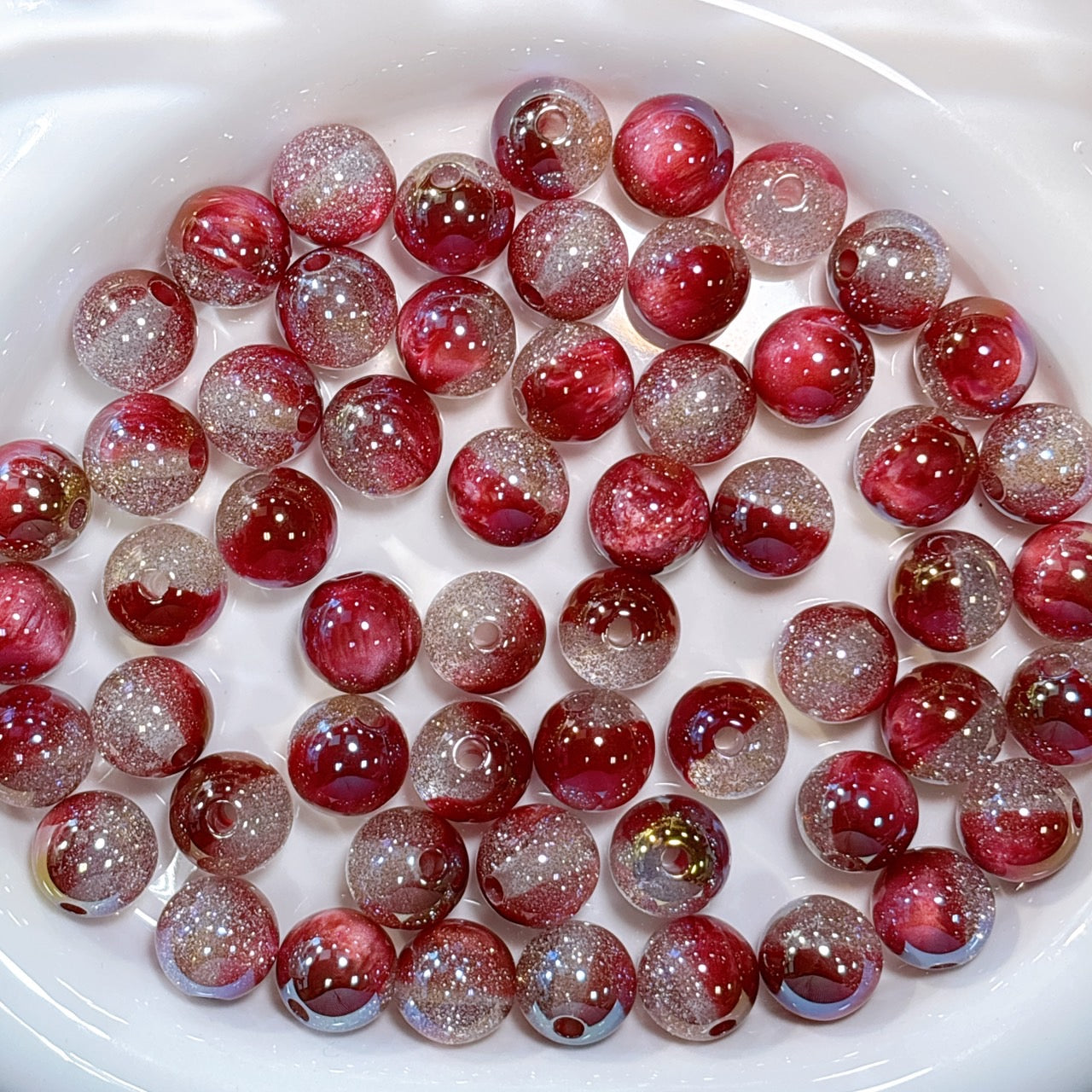 星空デュエットシリーズ No.14グレープレッド 光学ビーズ 16㎜