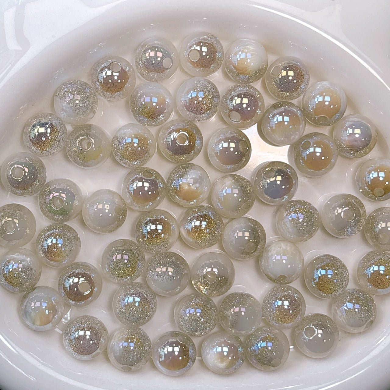 星空デュエットシリーズ No.18シェルホワイト 光学ビーズ 16㎜