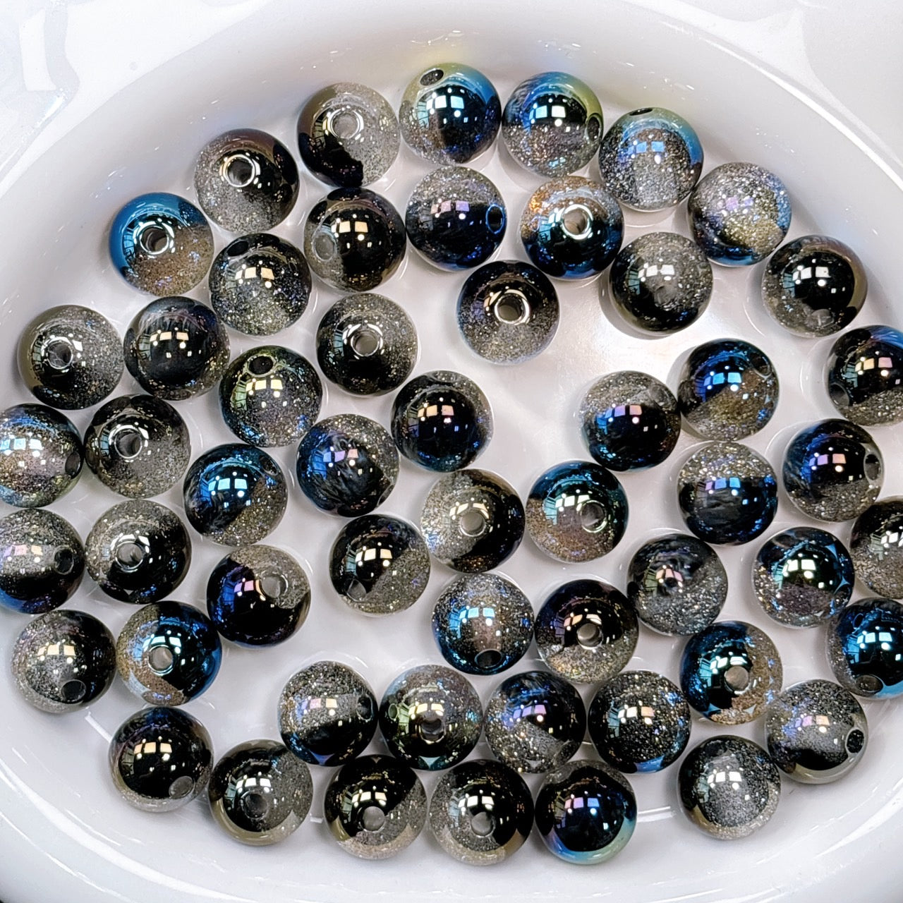 星空デュエットシリーズ No.19ミステリーブラック 光学ビーズ 16㎜