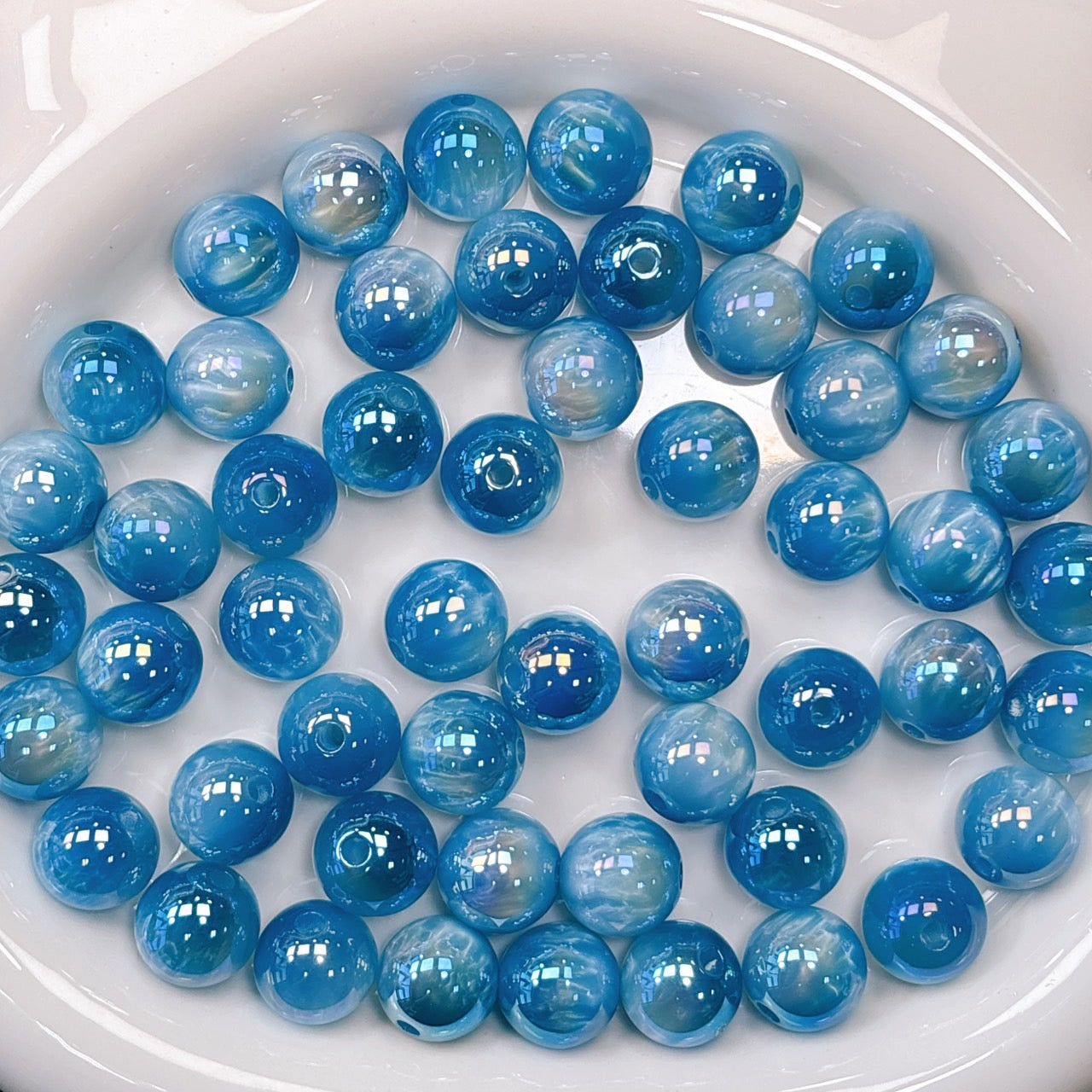 【再入荷】シラーミラージュシリーズ No.2ブルー系 光学ビーズ 16㎜