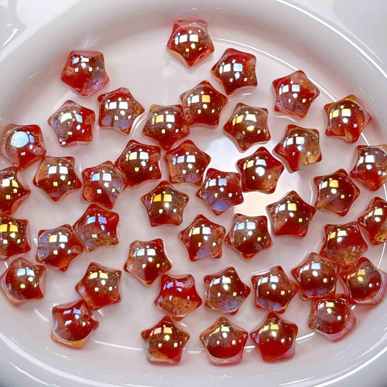 ☆星ホシイ☆シリーズ No.2レッド 光学ビーズ 17㎜