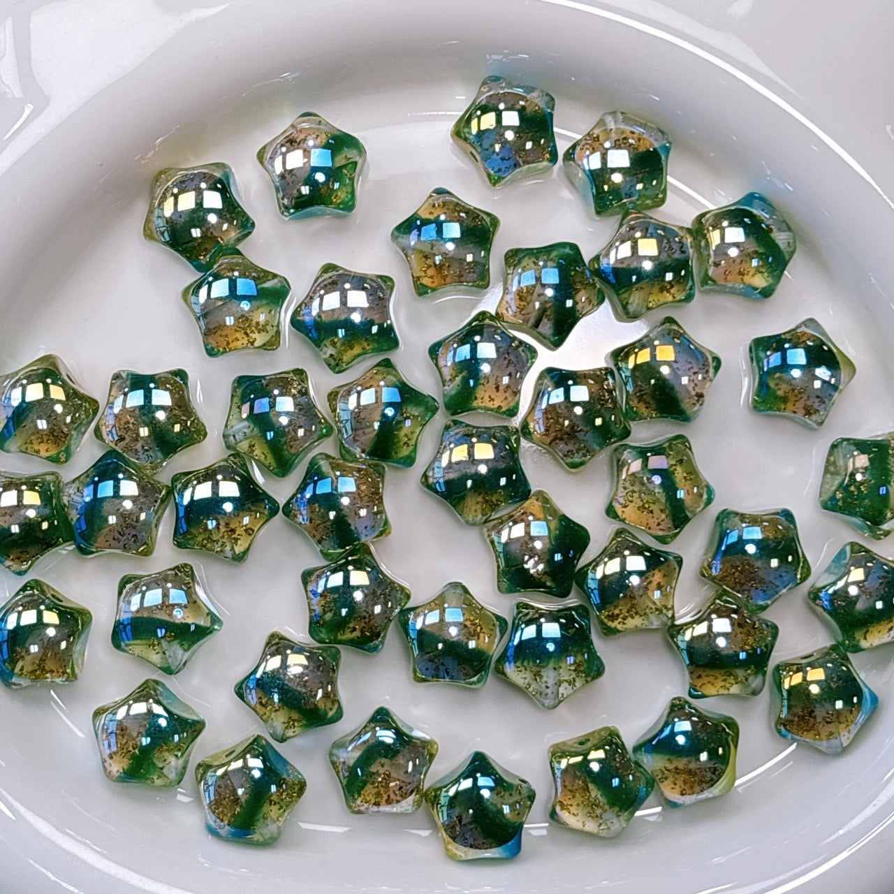 ☆星ホシイ☆シリーズ No.1グリーン 光学ビーズ 17㎜