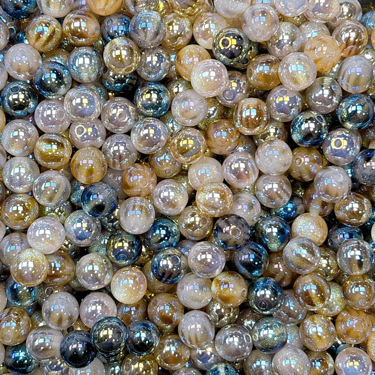 ふんわり縞模様 ブラック系MIX 光学ビーズ 12㎜