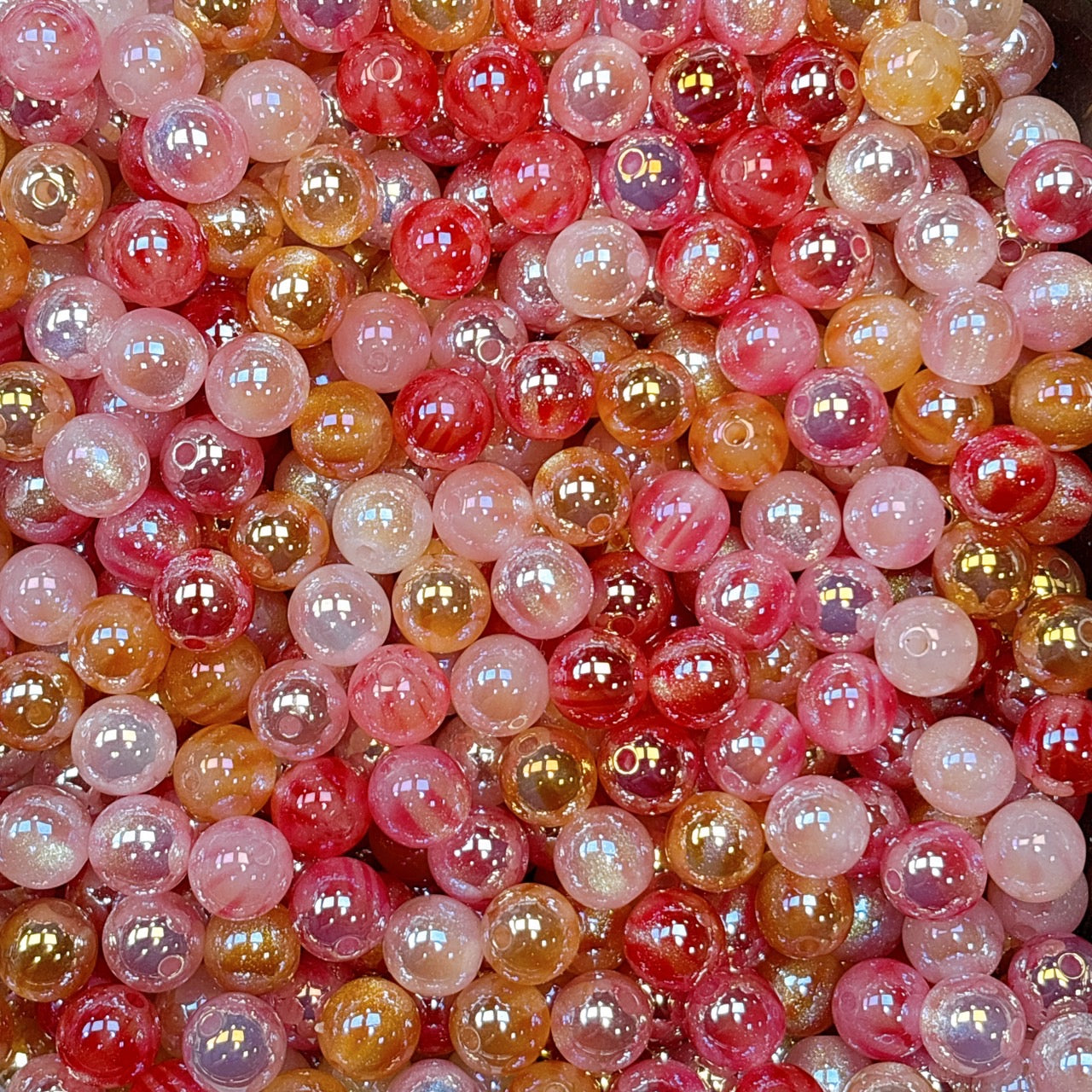 ふんわり縞模様 ピンク系MIX 光学ビーズ 12㎜