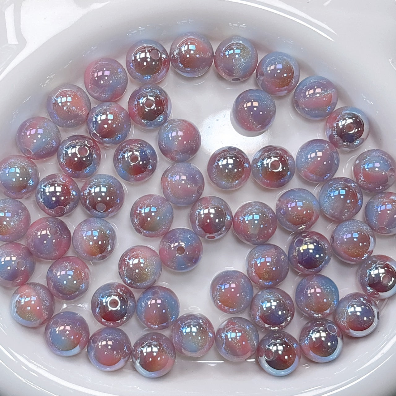 煌線飴シリーズ No.6薄紫系 光学ビーズ 16㎜