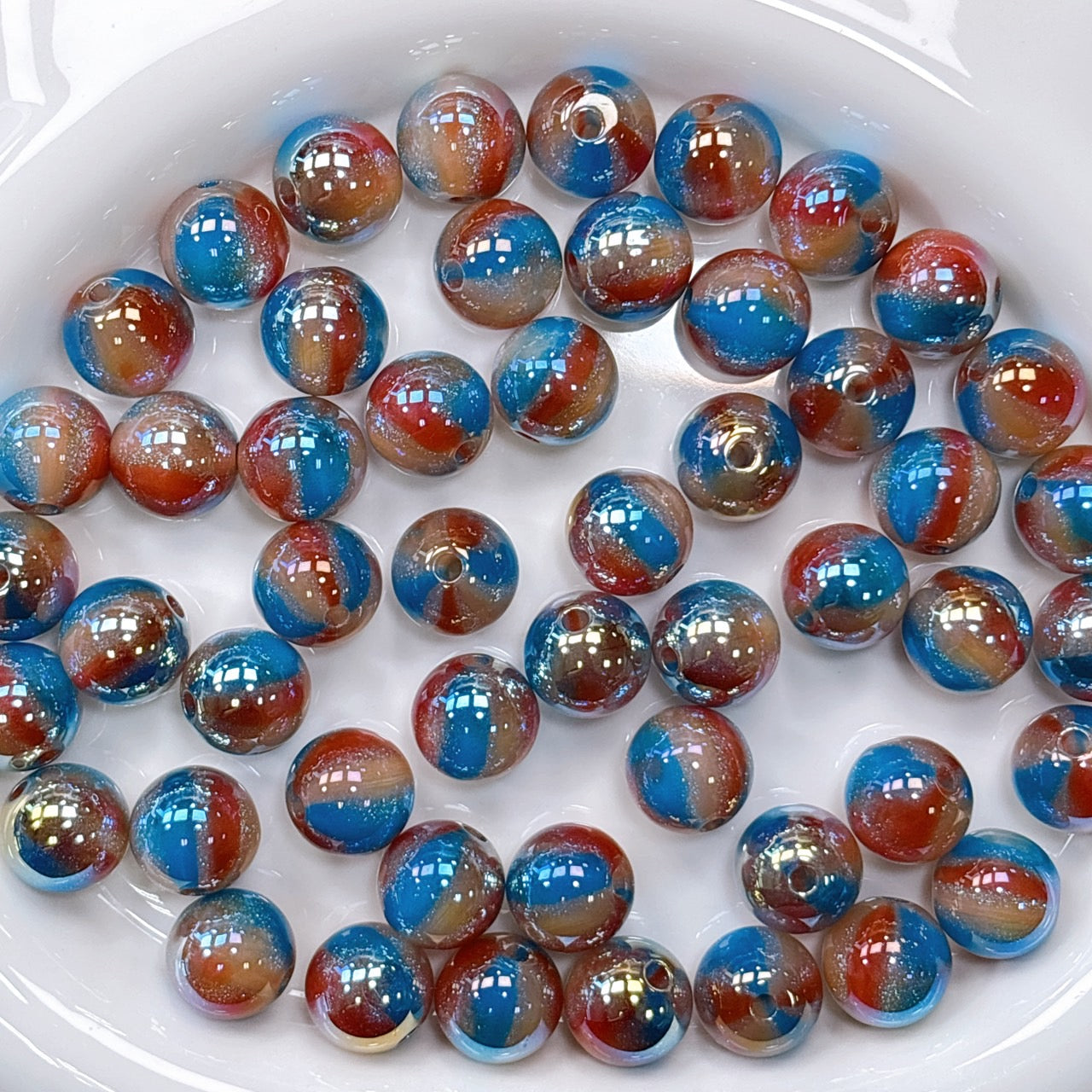 煌線飴シリーズ No.8水色系 光学ビーズ 16㎜