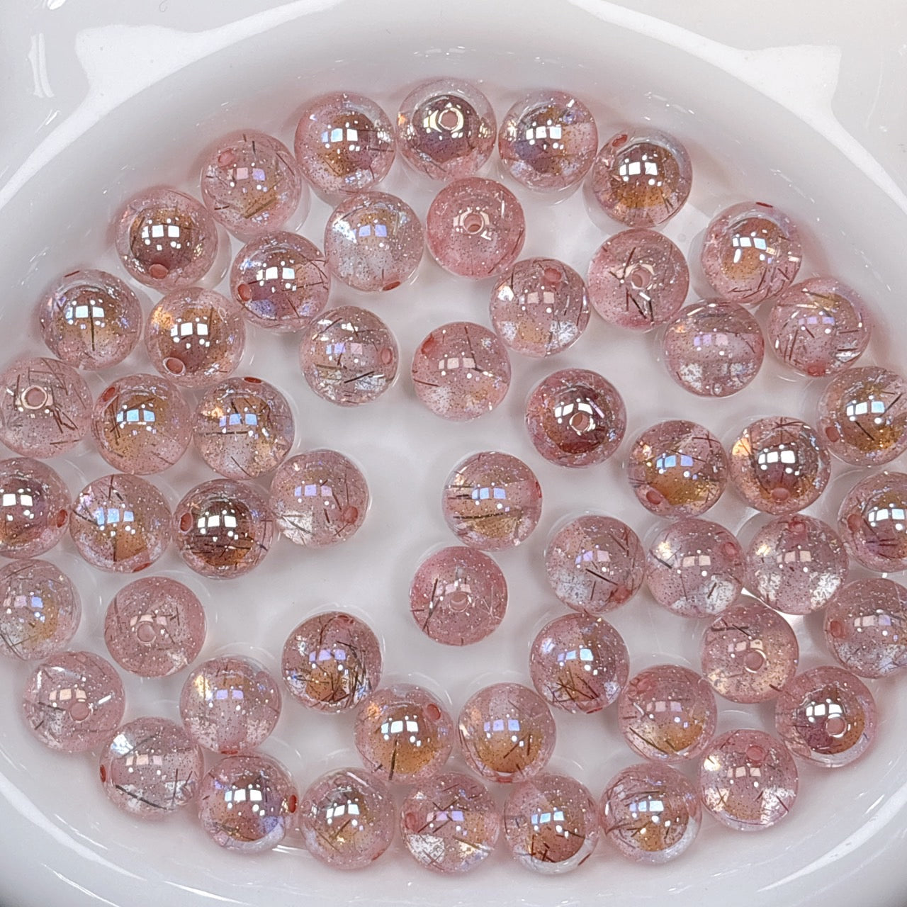 銀糸シリーズ No.2ピンク 光学ビーズ 16㎜