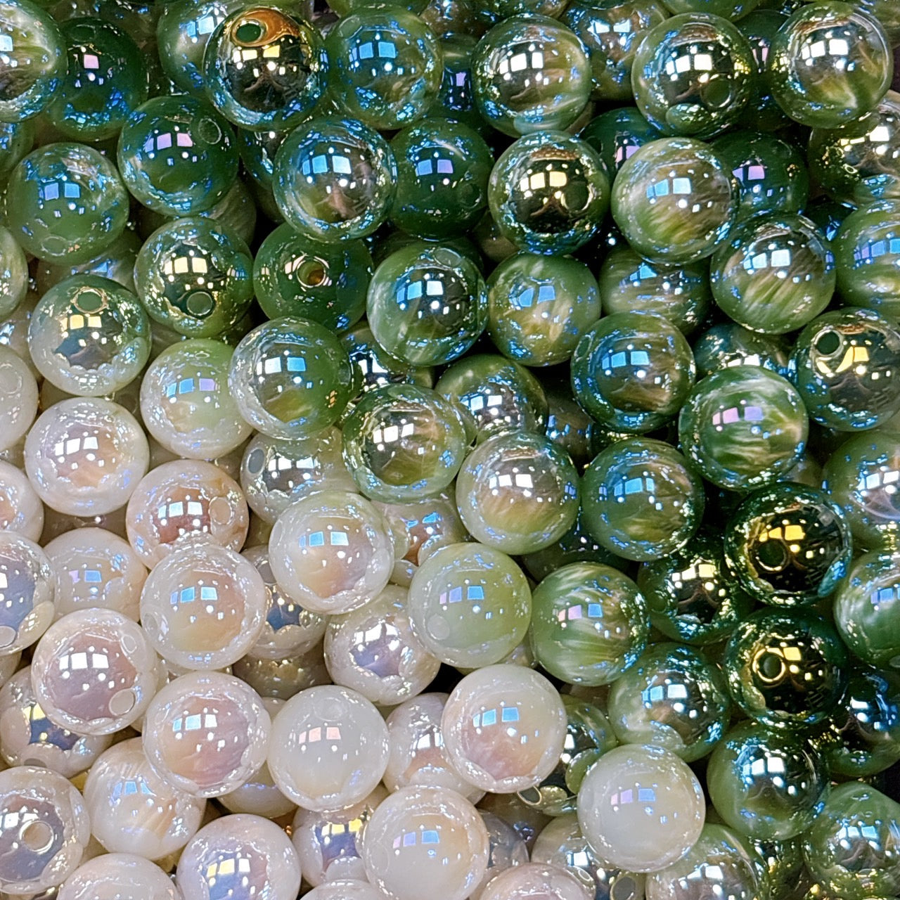 UV変色 シラーミラージュシリーズ No.2ミント 光学ビーズ 16㎜