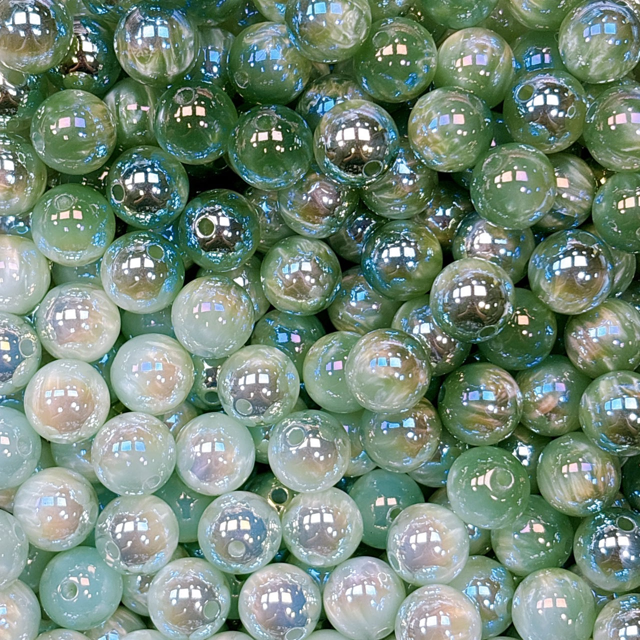 UV変色 シラーミラージュシリーズ No.5グリーン 光学ビーズ 16㎜