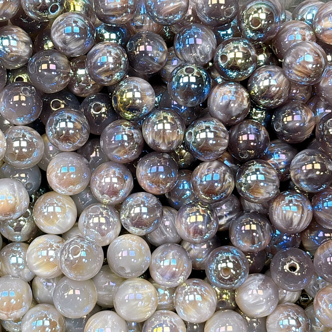 UV変色 シラーミラージュシリーズ No.9グレー 光学ビーズ 16㎜