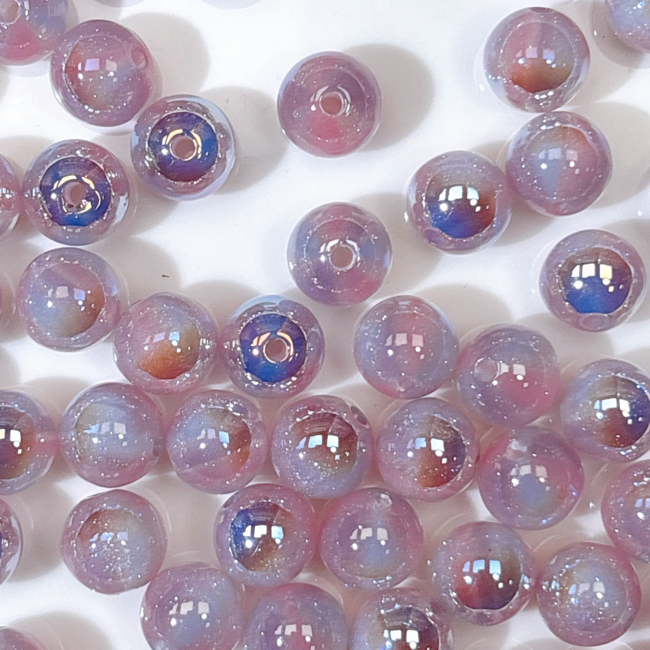 煌線飴シリーズ No.6薄紫系 光学ビーズ 10㎜