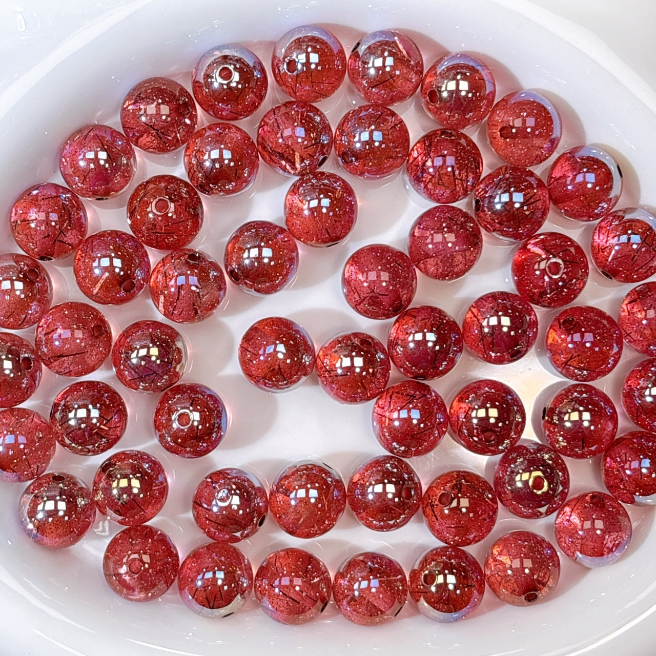 銀糸シリーズ No.4プラム 光学ビーズ 16㎜