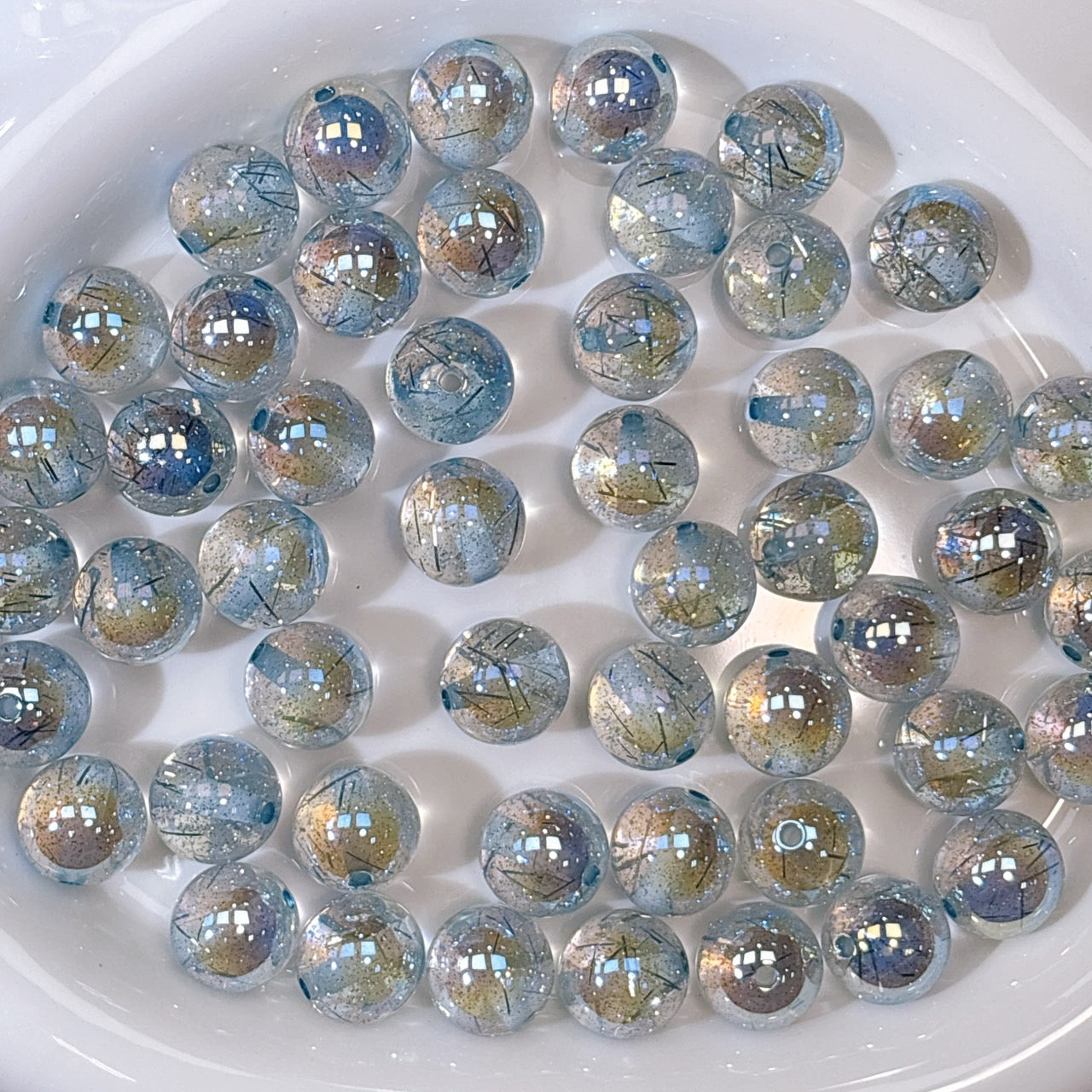 銀糸シリーズ No.5ライトブルー 光学ビーズ 16㎜