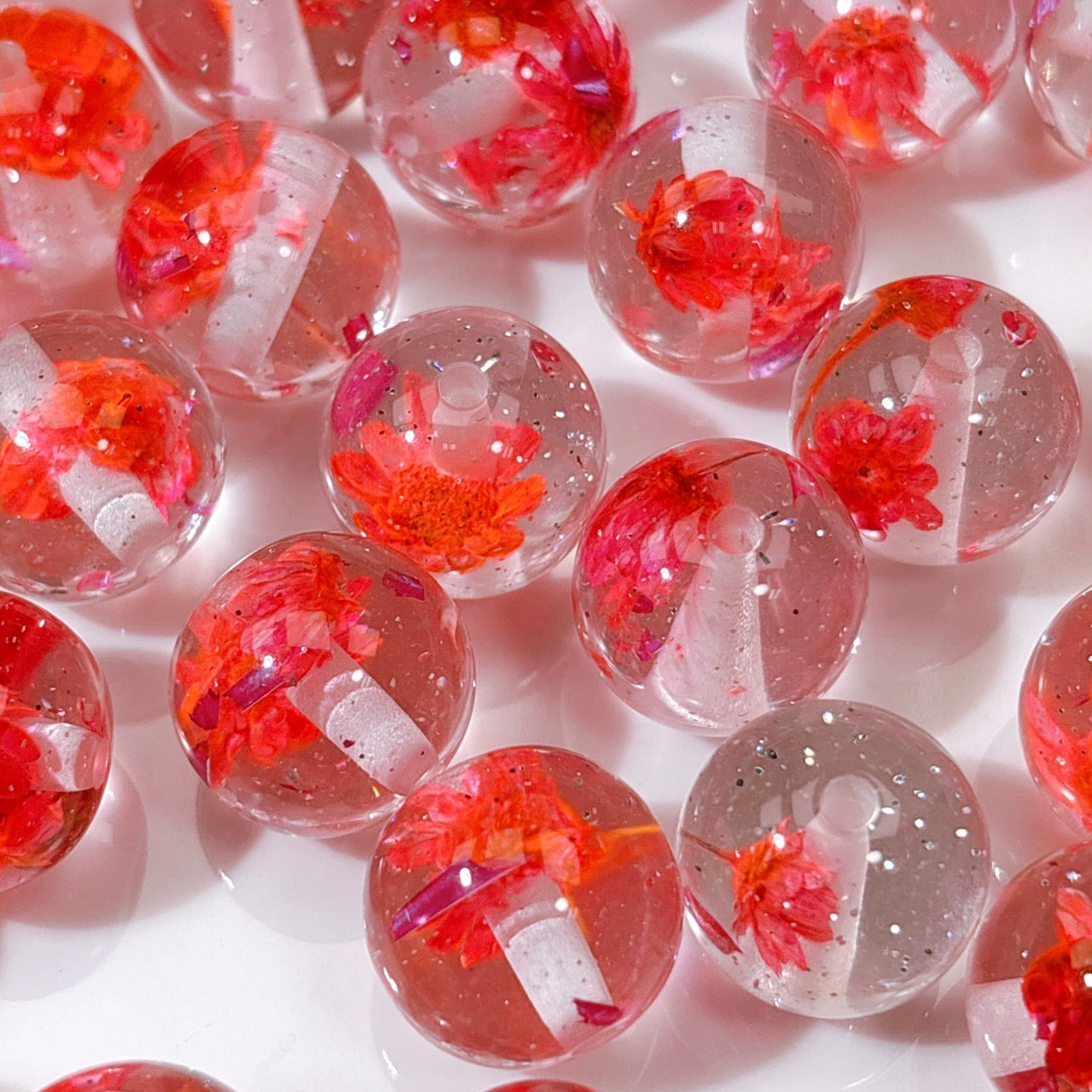 花宵夢シリーズ No.4桃色 ドライフラワー・箔ラメ入り16㎜