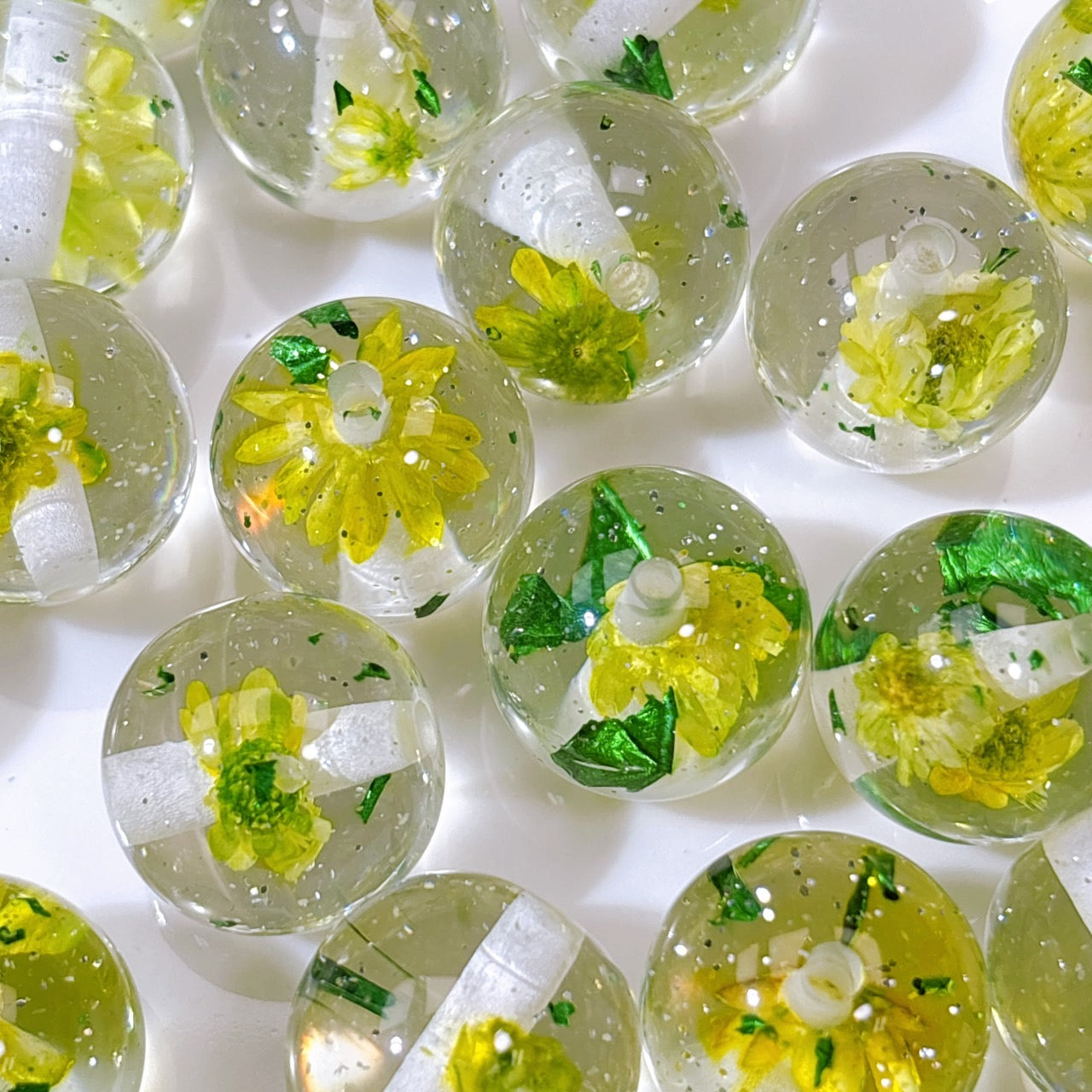 花宵夢シリーズ No.5黄色 ドライフラワー・箔ラメ入り16㎜