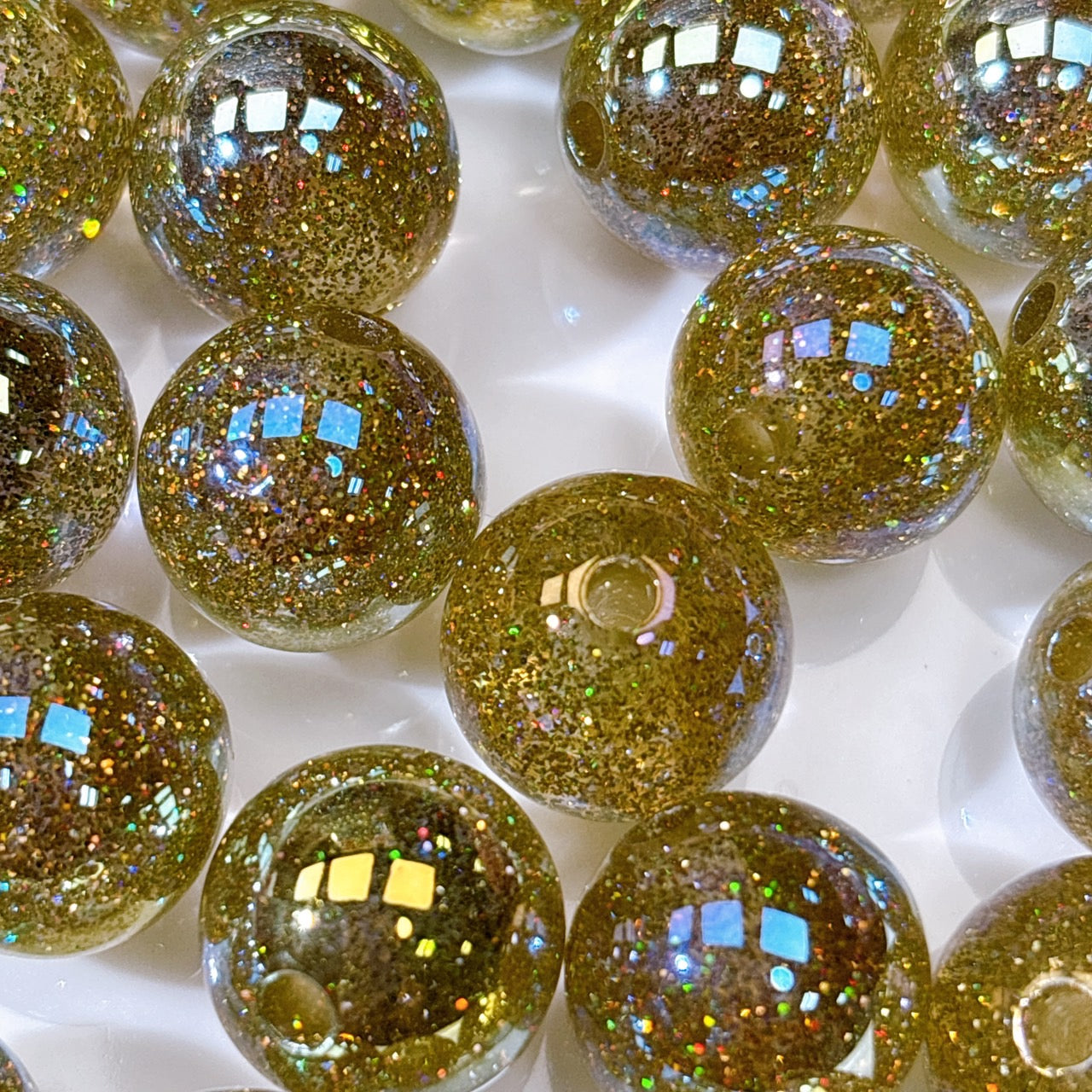 グリッターマジック No.2スターイエロー 光学ビーズ 16㎜