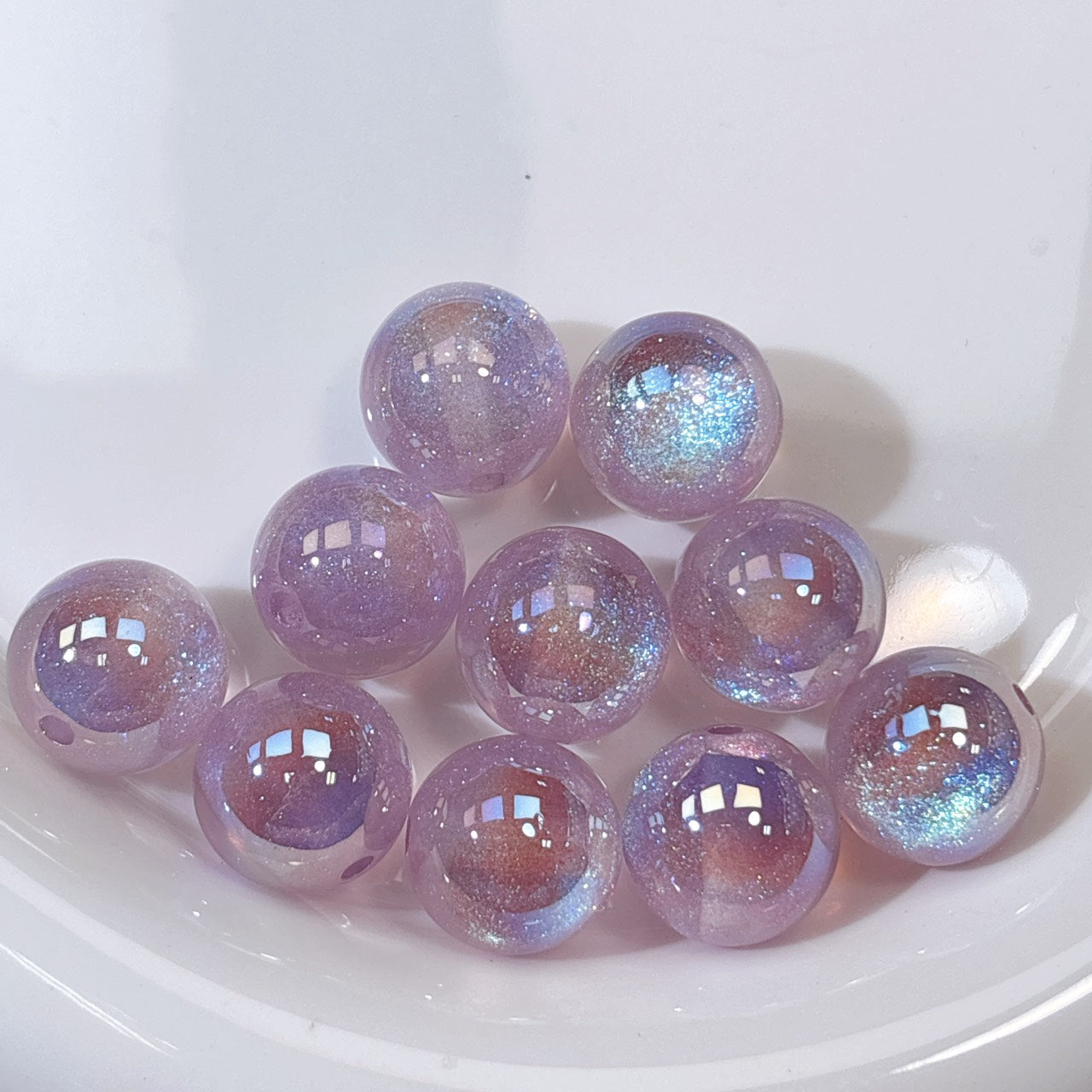 高品質 夢のカケラシリーズ No.7パープル 光学ビーズ 16㎜