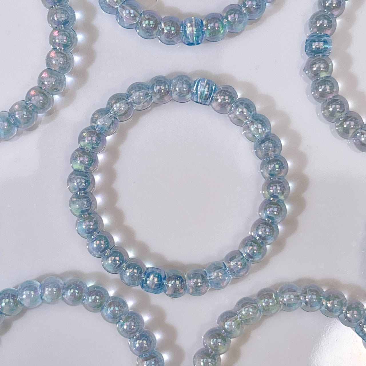 ⚠️1日1人1点・ 訳アリ【特価】オーロラぽこぽこ輪っか ブルー ビーズ 38㎜