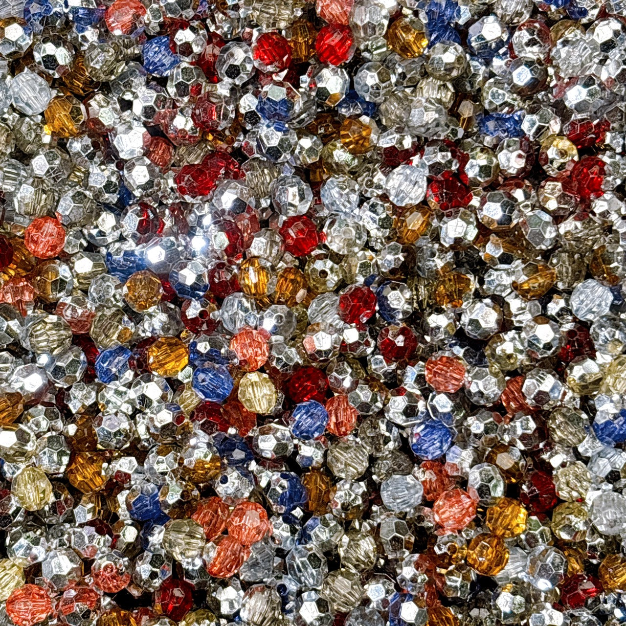 シルバー×クリアカラー 多面カットビーズ 8㎜