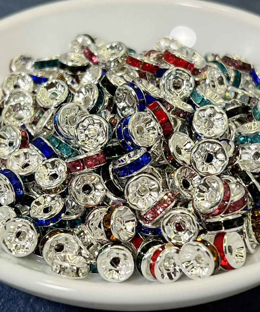 7mm丸型合金ラインストーンスペーサービーズ