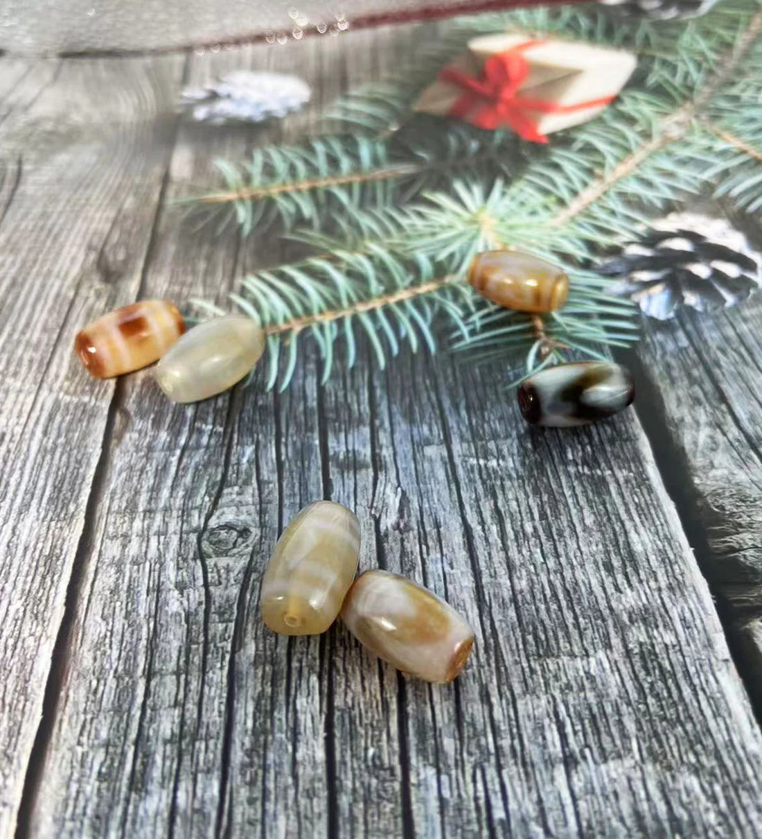 天然 メノウ 天珠 (10個)