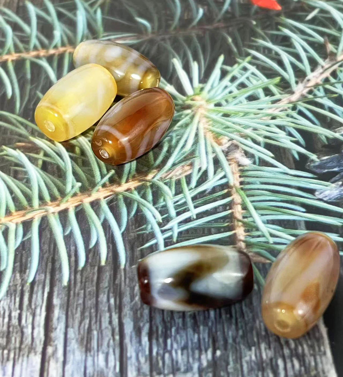 天然 メノウ 天珠 (10個)