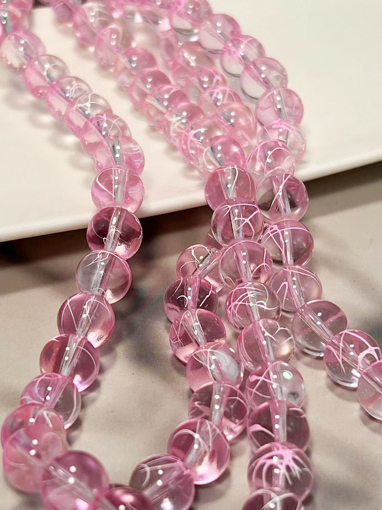 桜舞 ガラスビーズ 1連 (10㎜)