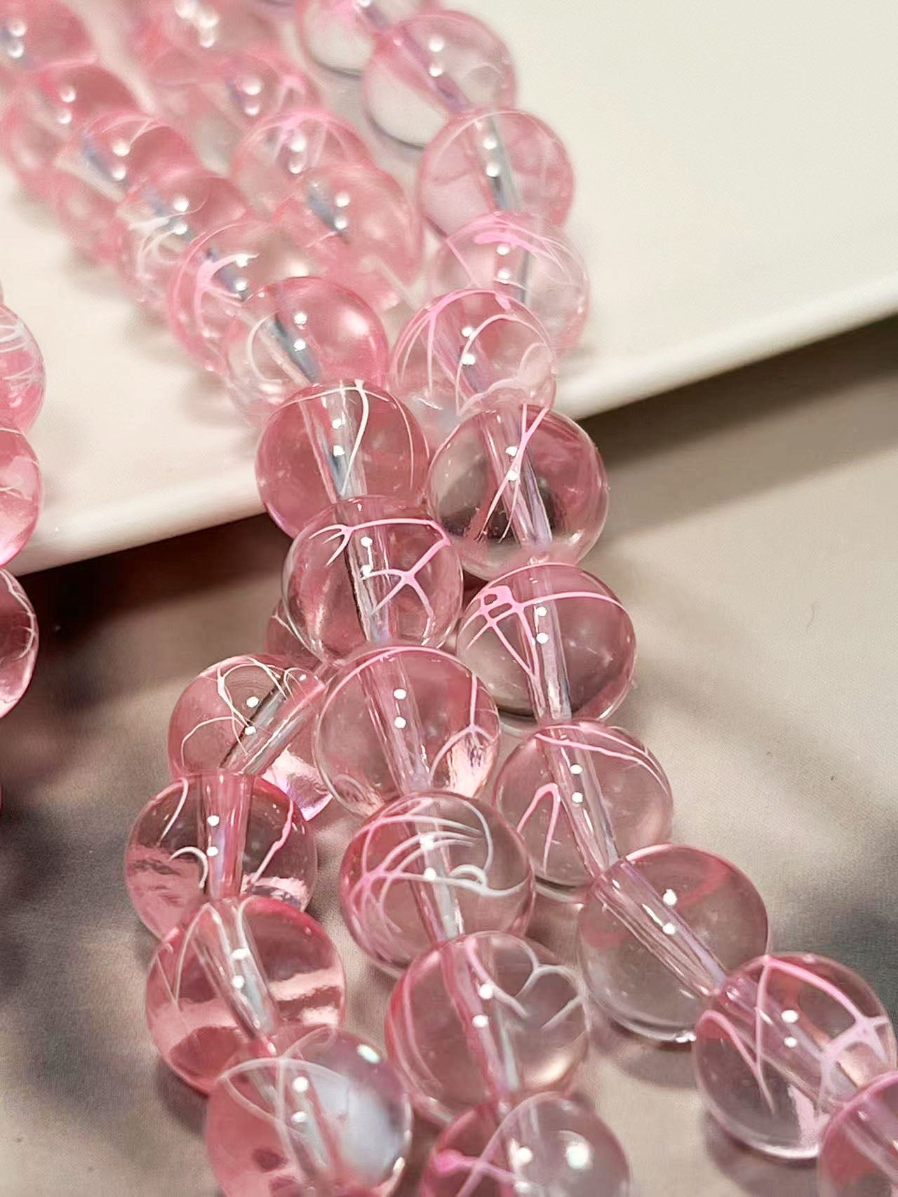 桜舞 ガラスビーズ 1連 (10㎜)