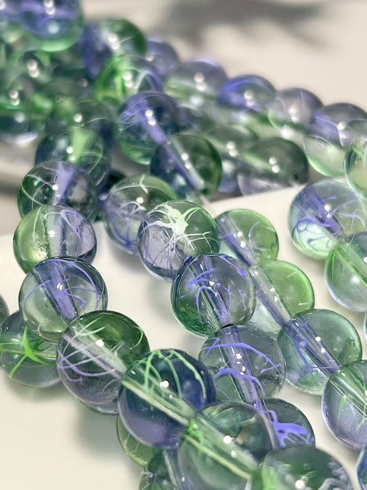 翡翠風 ガラスビーズ 1連 (10㎜)