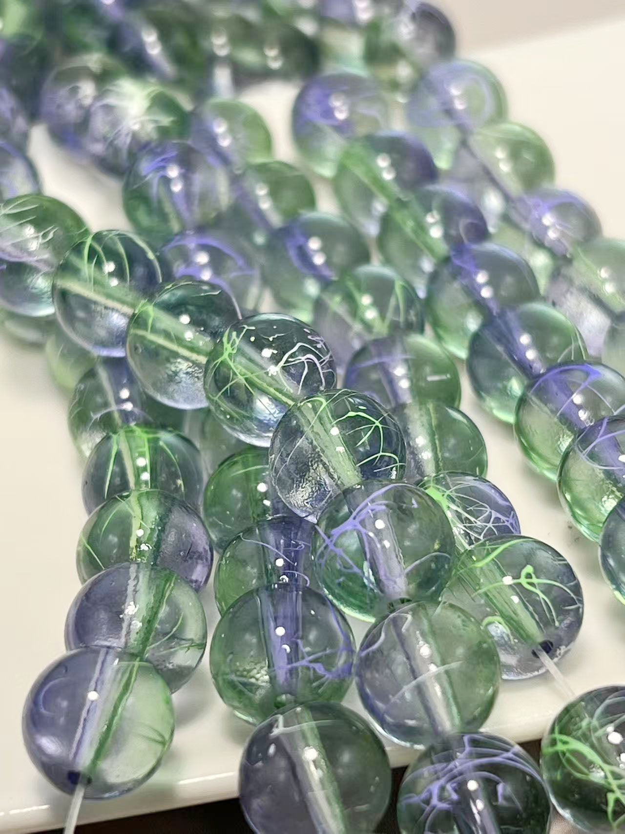 翡翠風 ガラスビーズ 1連 (10㎜)