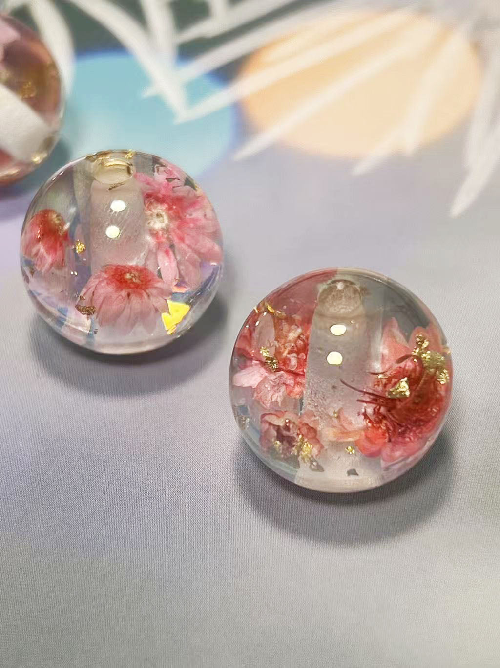 20mm 花舞珠（はなまいじゅ）ミックスカラー メッキ加工 N1026