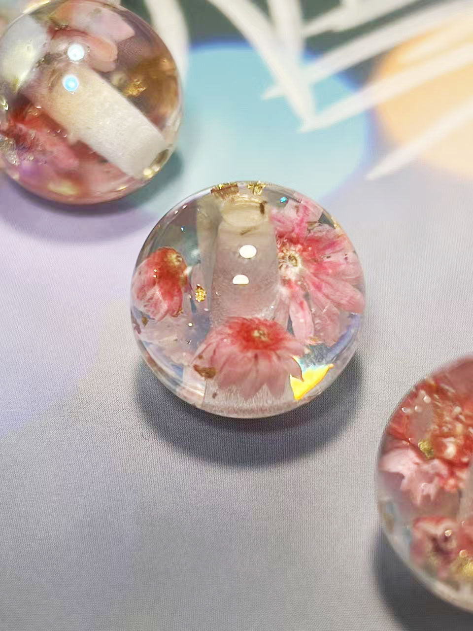 20mm 花舞珠（はなまいじゅ）ミックスカラー メッキ加工 N1026