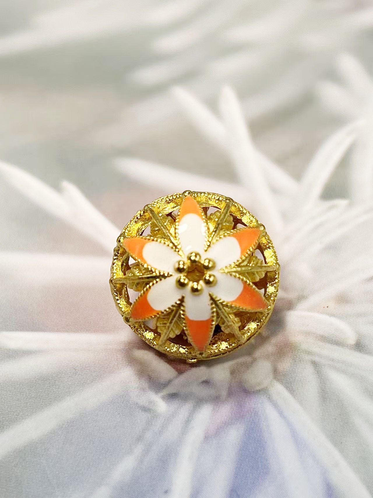 ✨アンティーク宮廷風透かしエナメルフラワーベル 18mm✨