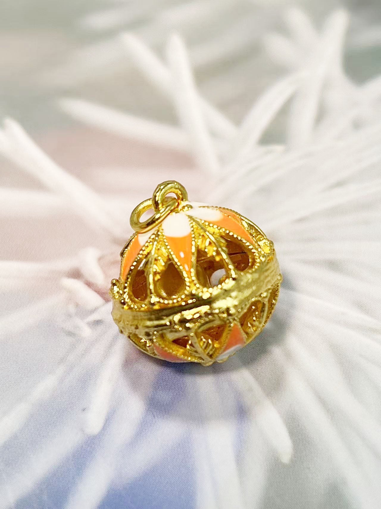 ✨アンティーク宮廷風透かしエナメルフラワーベル 18mm✨