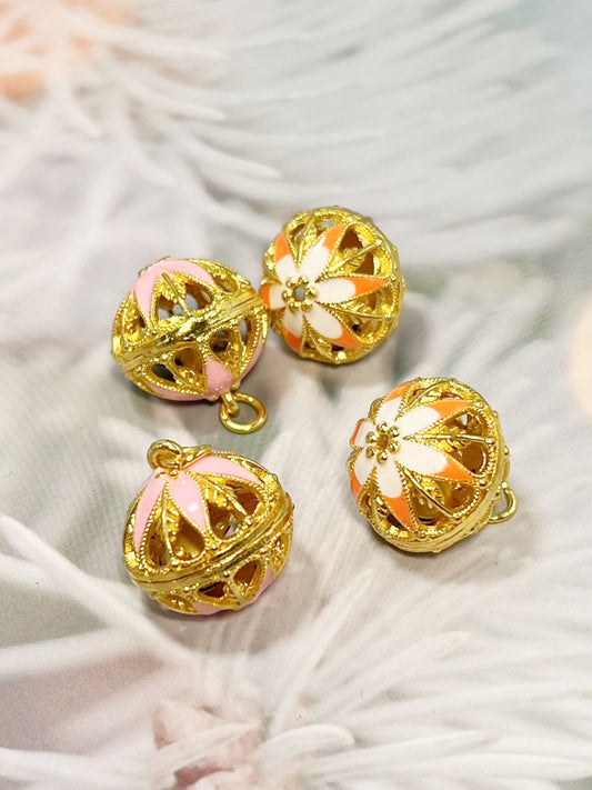 ✨アンティーク宮廷風透かしエナメルフラワーベル 18mm✨