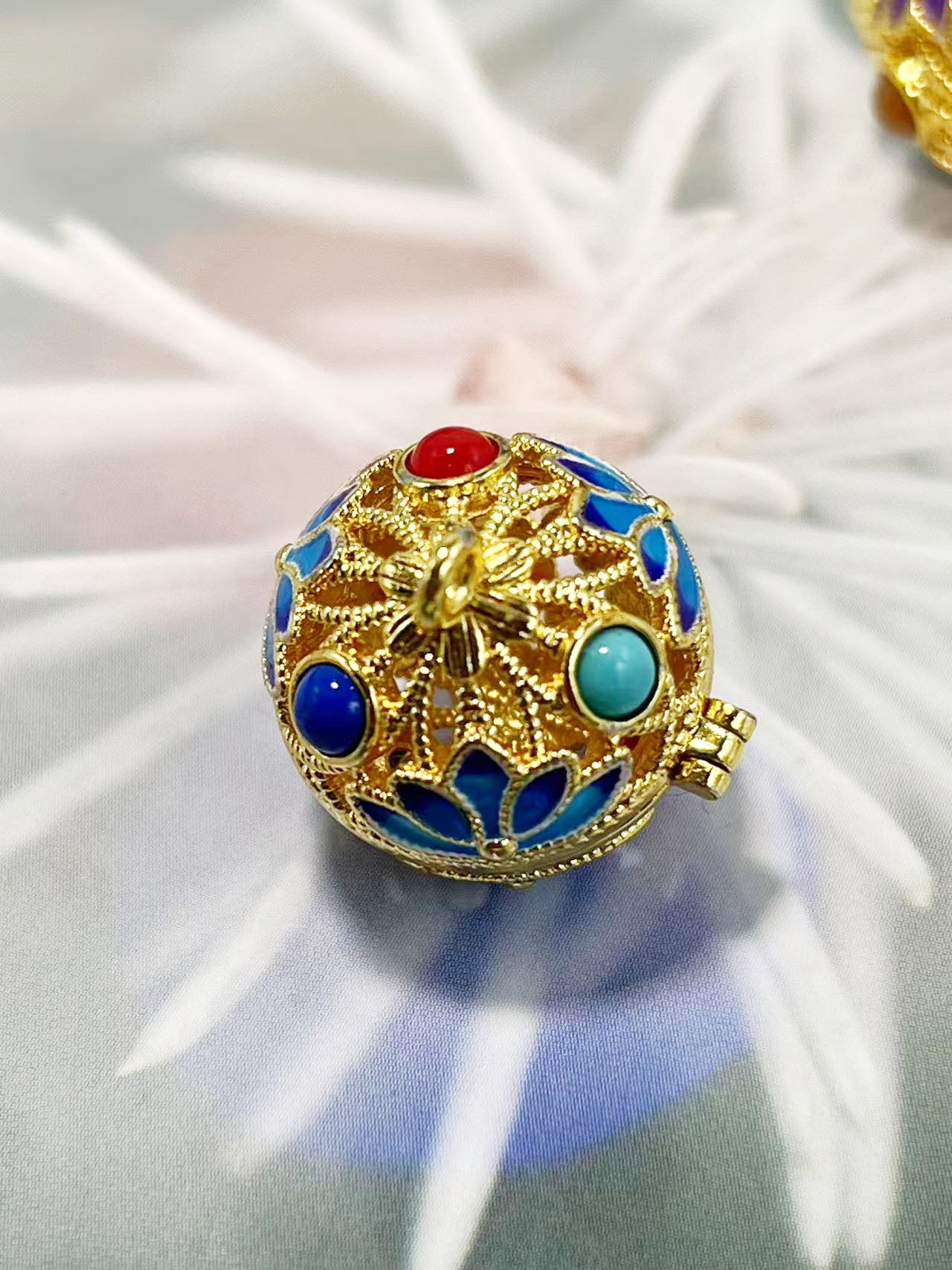 ✨アンティーク宮廷風 透かしエナメル開閉式ペンダント – 香り袋/願い球 DIYパーツ18mm✨