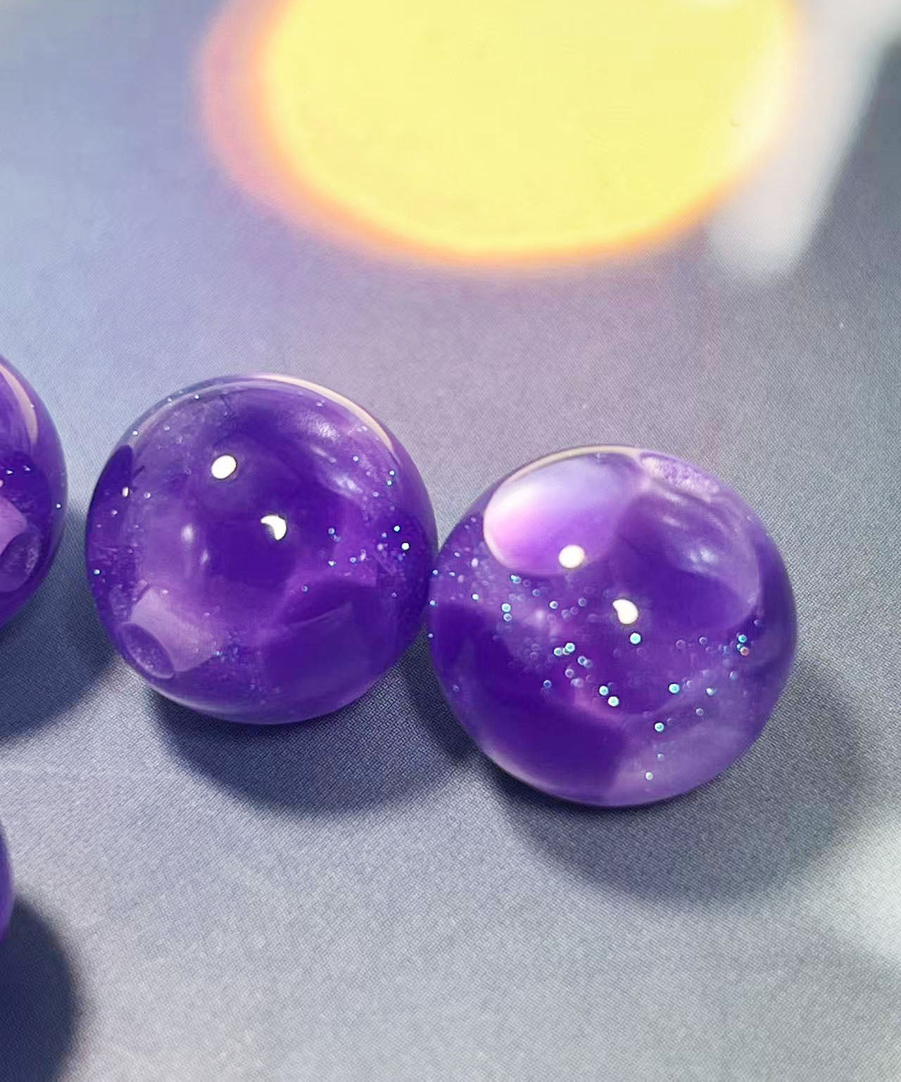 16mm魔法樹脂ビーズ「深い夢幻」パープル系