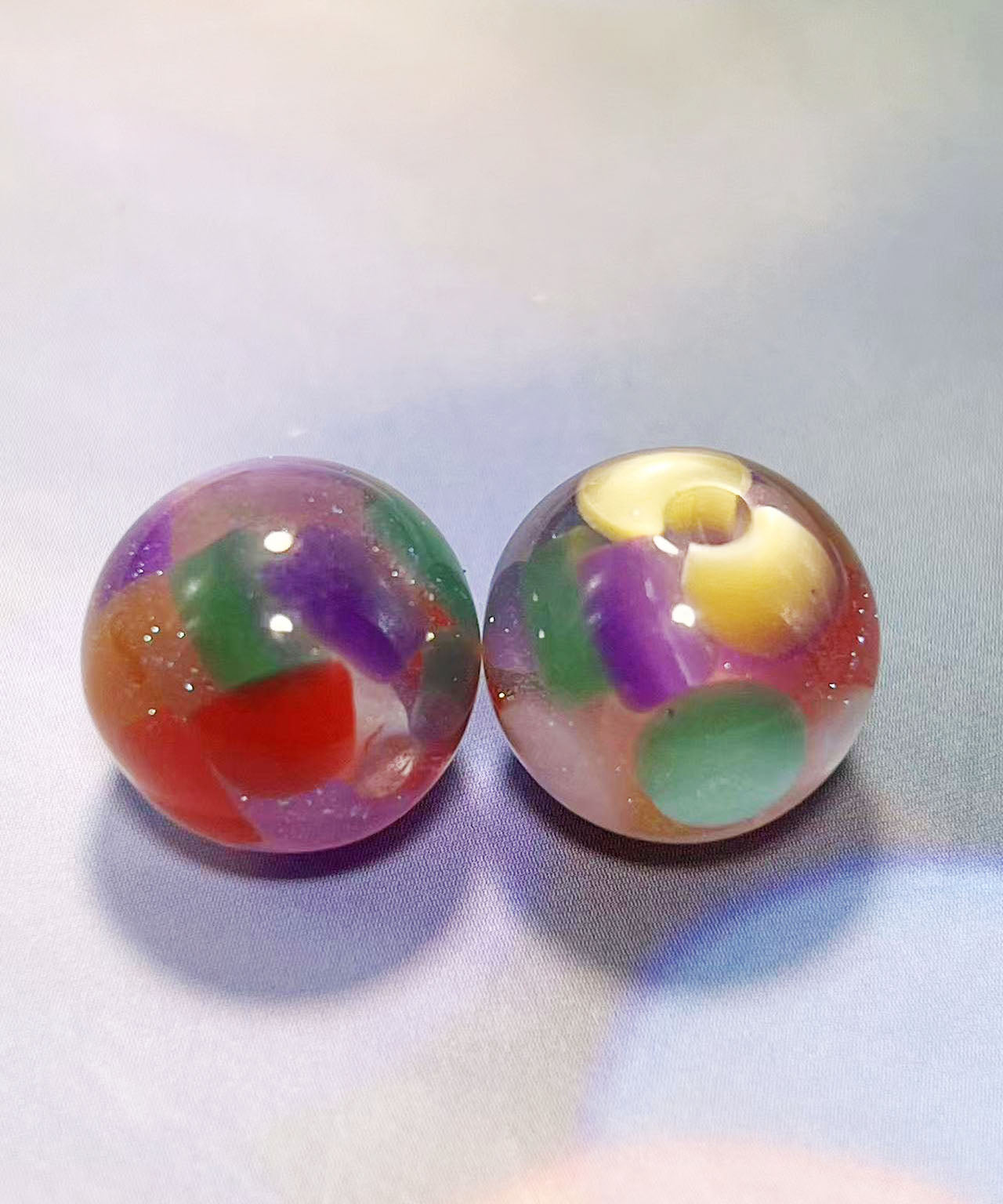 16mm魔法樹脂ビーズ「深い夢幻」レインボー系