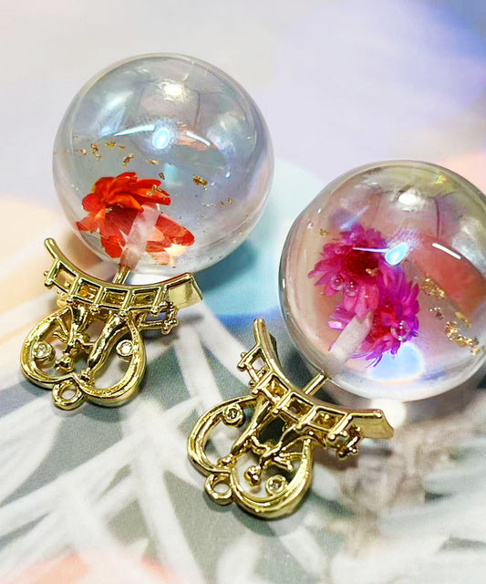 25㎜半穴ビーズ用・ラインストーン付き ハート鳥居風 ヒートン