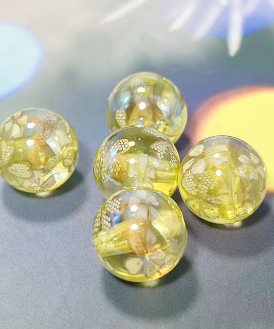 16mm鏡花水月シリーズ｜No.4黄色・桜｜幻想モチーフ入りレジンビーズ