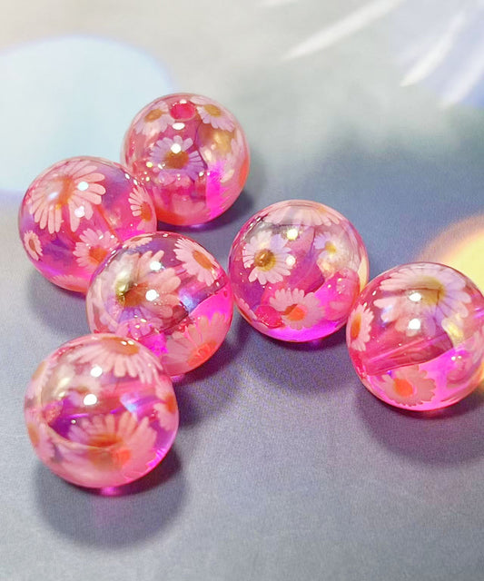 16mm鏡花水月シリーズ｜No.8濃ピンク・マーガレット｜幻想モチーフ入りレジンビーズ