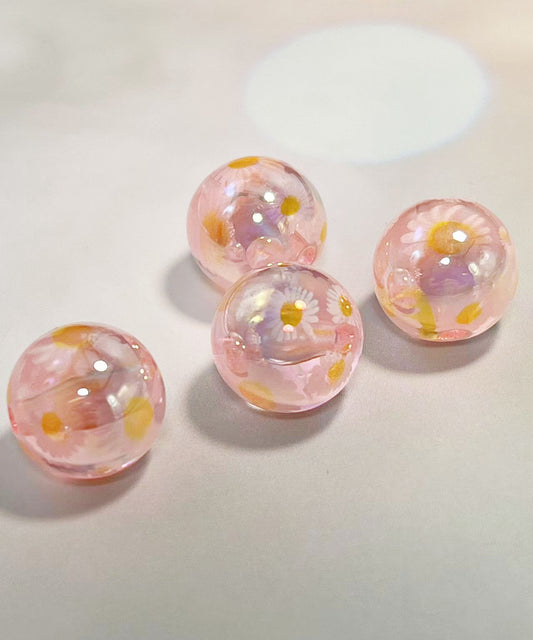 16mm鏡花水月シリーズ｜No.9ピーチピンク・マーガレット｜幻想モチーフ入りレジンビーズ