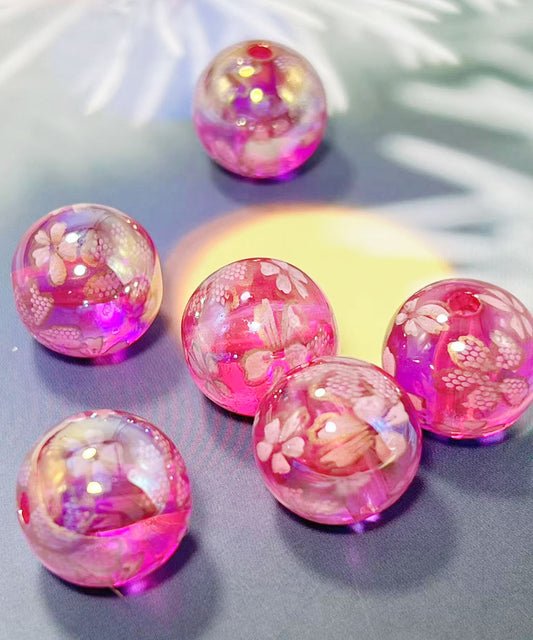 16mm鏡花水月シリーズ｜No.12濃ピンク・桜｜幻想モチーフ入りレジンビーズ