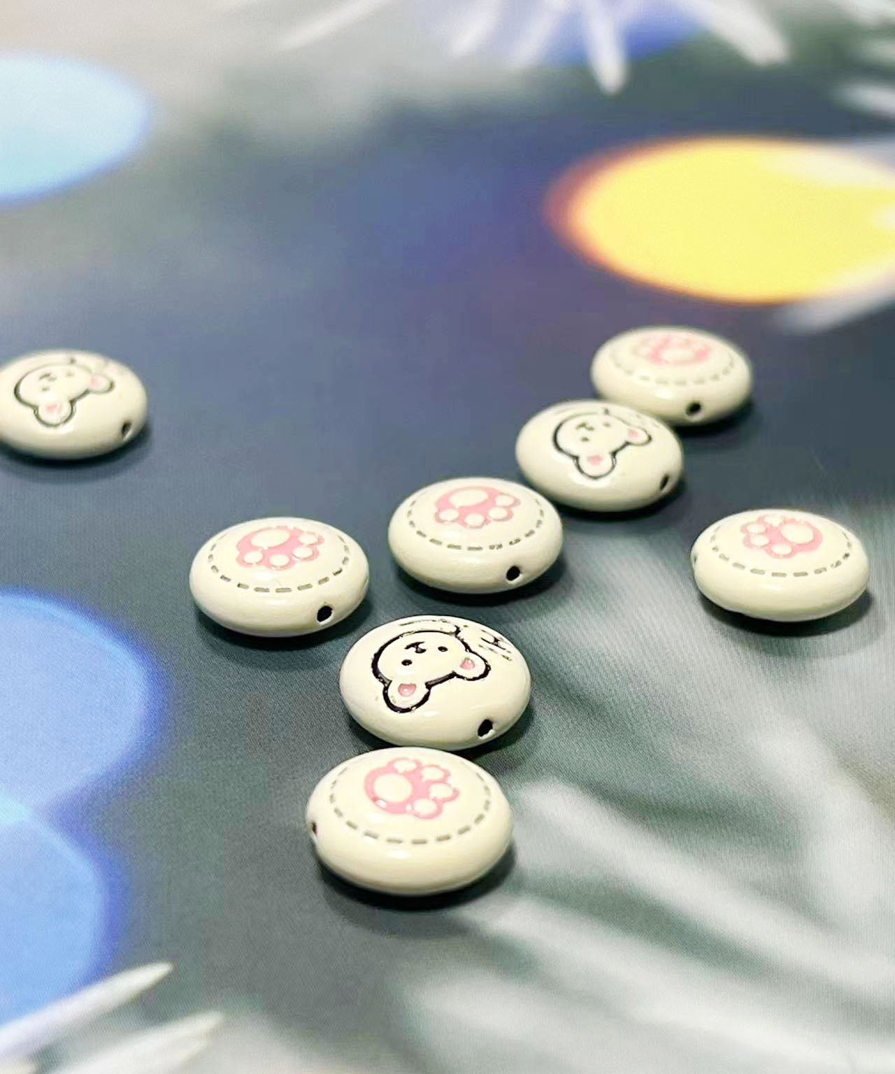 12㎜ 合金製エナメルくま型パーツ ホワイト（5個）